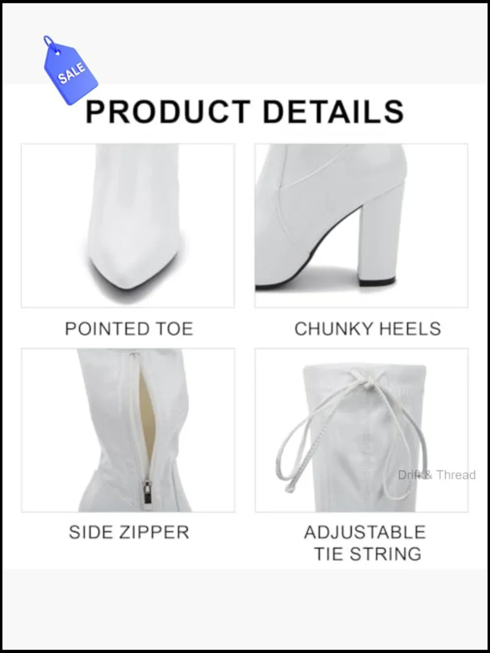 Over the Knee Boots, Thigh High Chunky Heel Lace Up Zipper, Sexy Pointed Toe